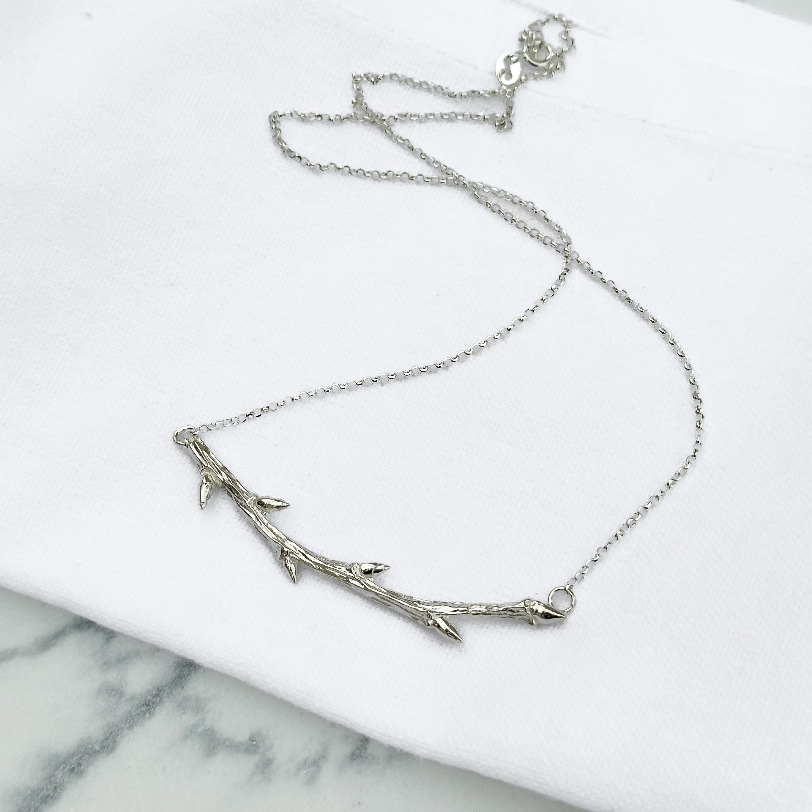 Popular Silver Branch Necklace, Twig And Leaf Necklace, Sterling Silver Twig Necklace, Silver Tree Necklace, Leaf Branch Pendant Necklace