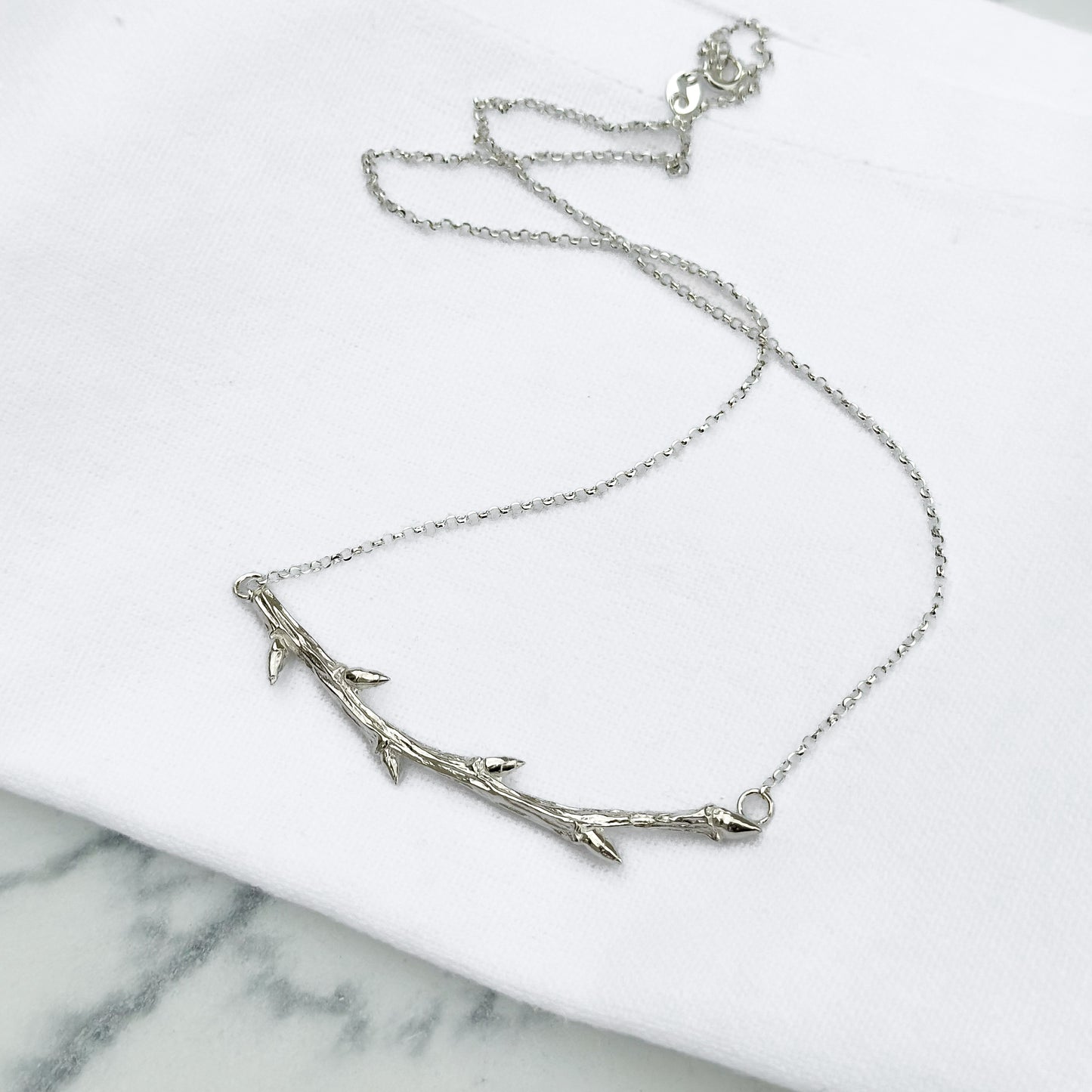 Sterling Silver Elm Twig Necklace