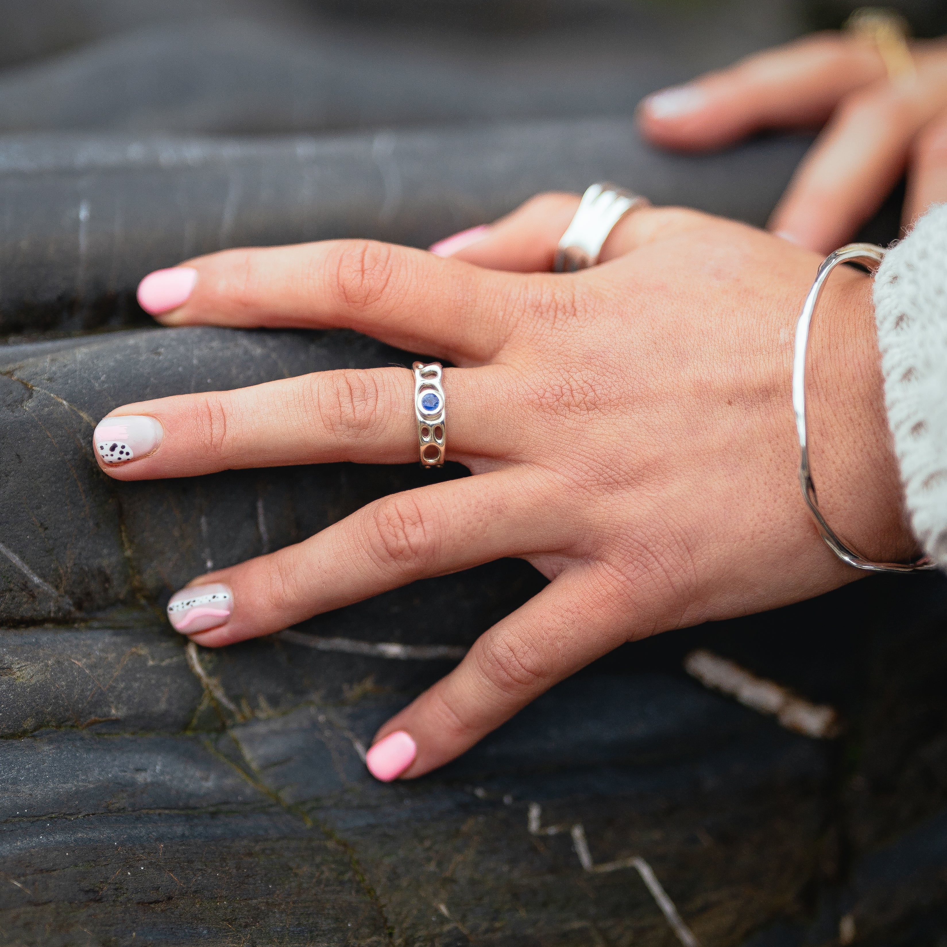 Sterling Silver Infinity Ring with Garnet
