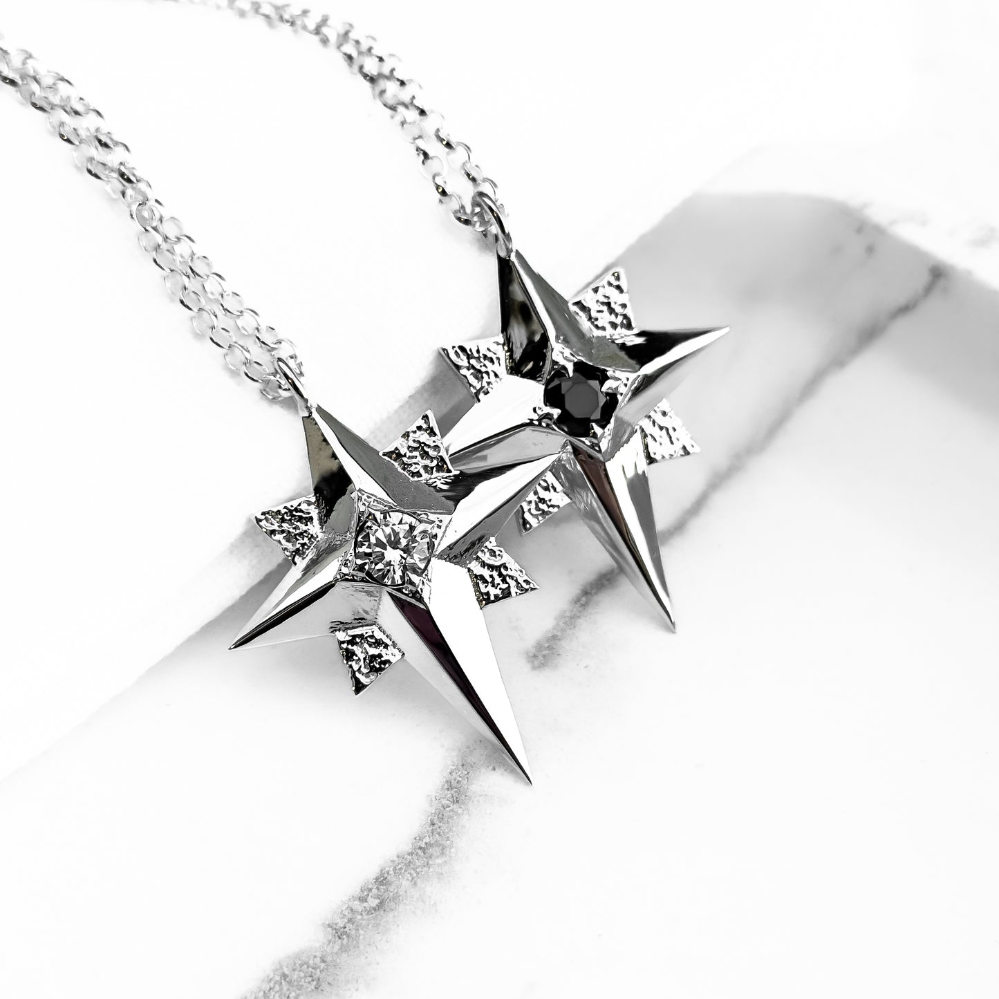 Large North Star Silver Statement Necklace