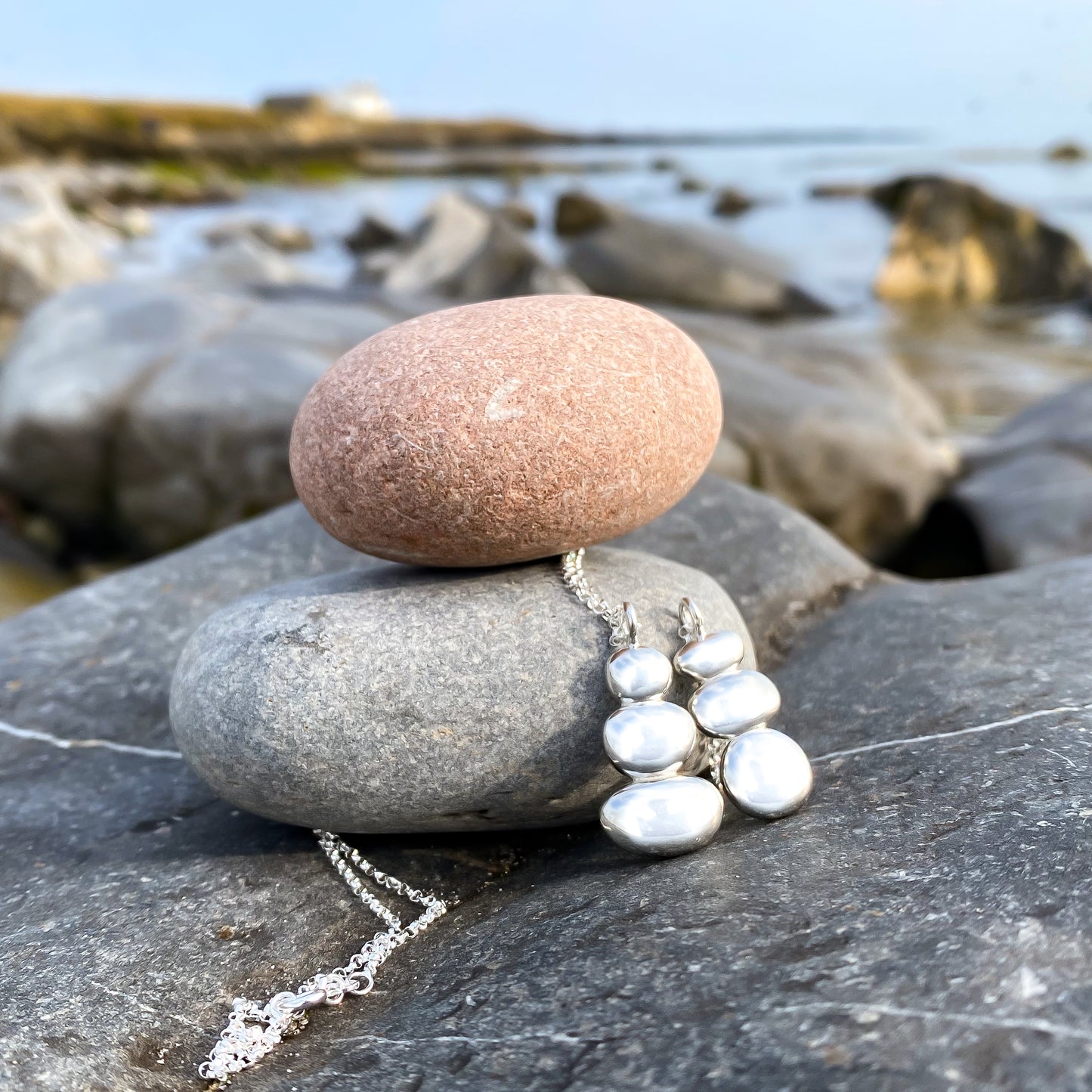 Sterling Silver Balance Pebble Necklace - Summer Shores