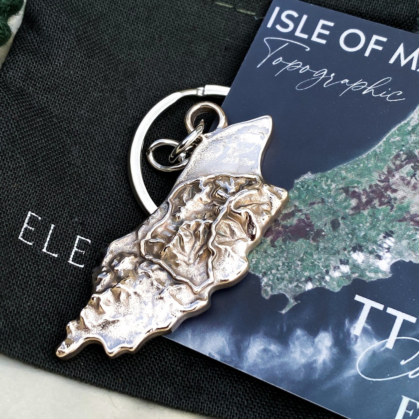 Isle of Man Topographic Bronze  TT Course Keyring