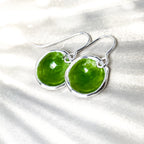 'Hidden Glen' Green Silver Droplet Earrings
