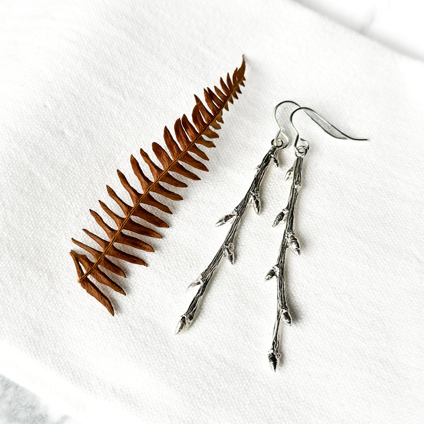 Sterling Silver Elm Twig Earrings