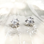 North Star Sterling Silver Stud Earrings with White Topaz
