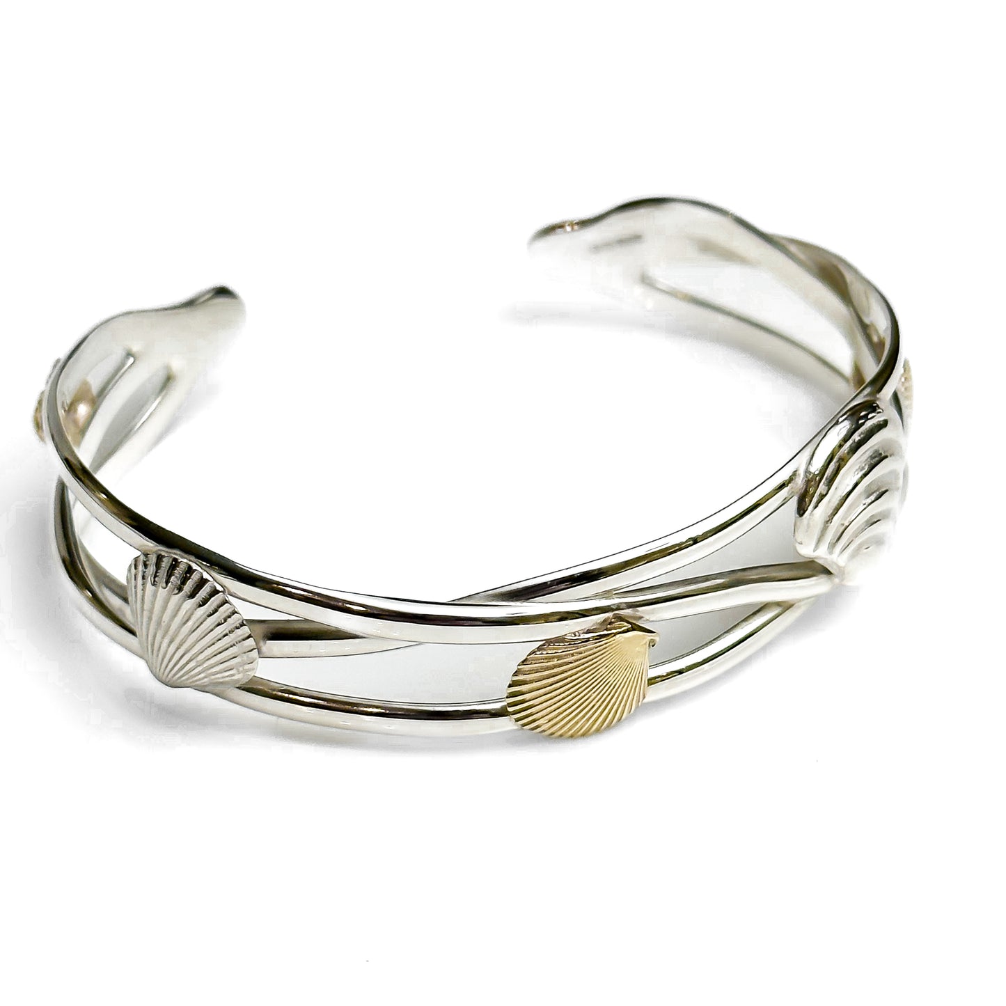 Shell Seeker Gold and Sterling Silver Shell Cuff Bangle - No. 3