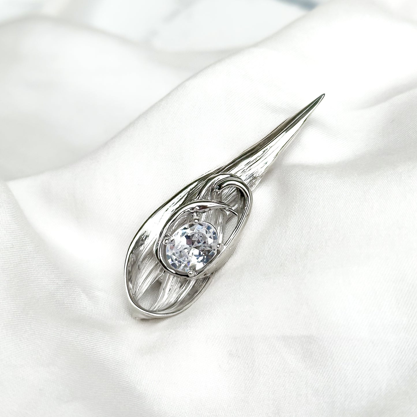 Sterling Silver One of a Kind Drift Brooch with White Topaz