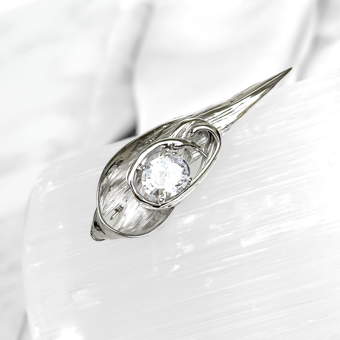 Sterling Silver One of a Kind Drift Brooch with White Topaz