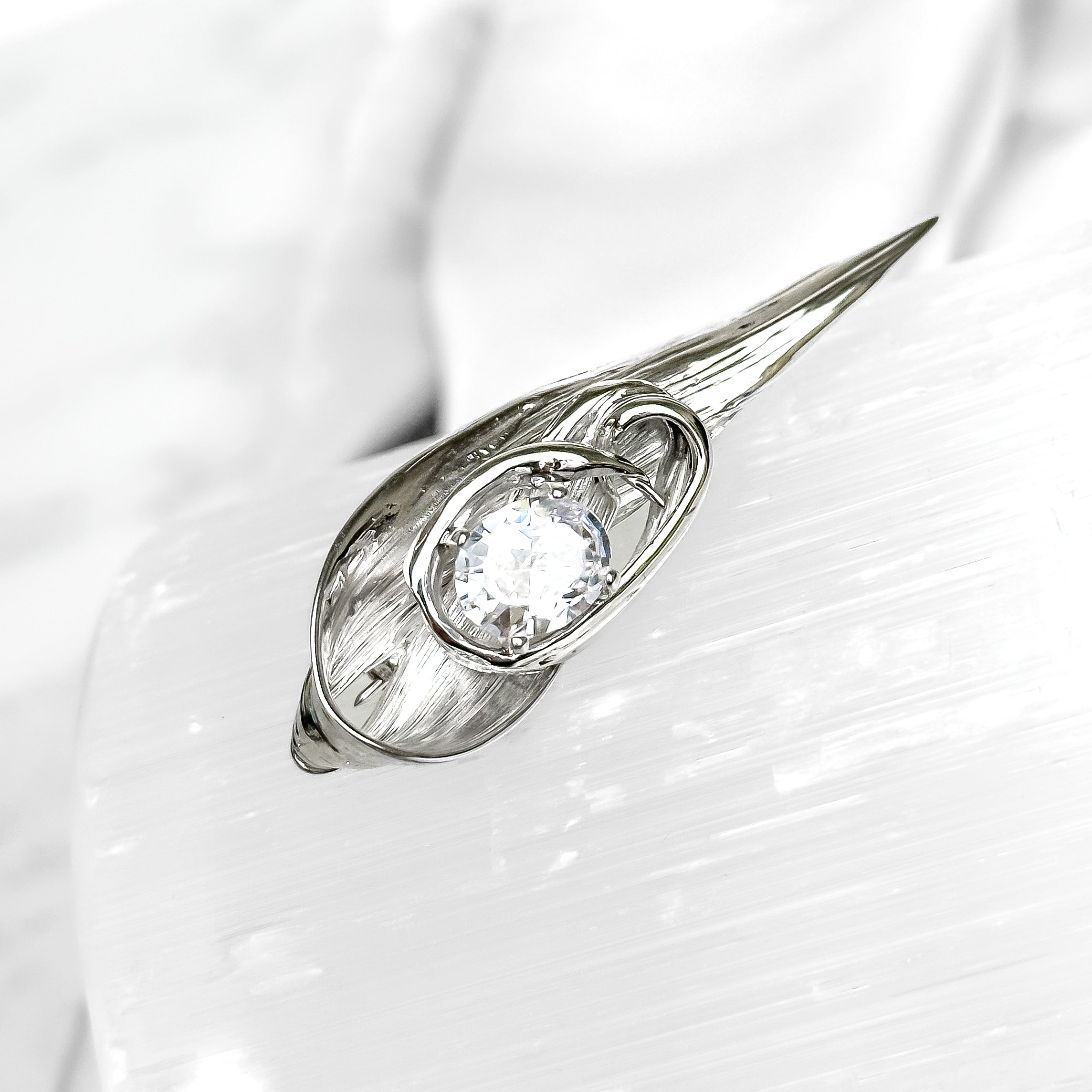 Sterling Silver One of a Kind Drift Brooch with White Topaz