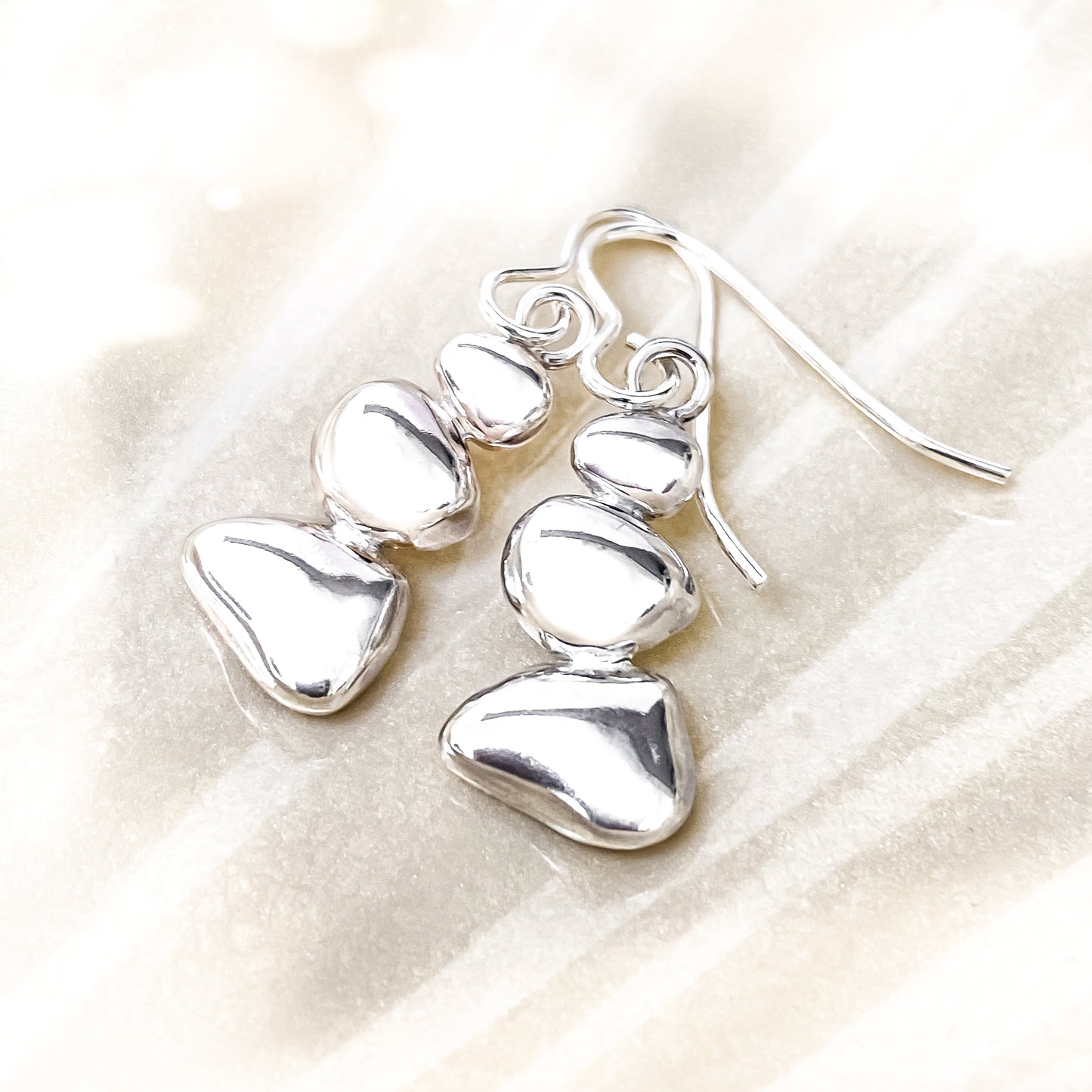 Sterling Silver Pebble Earrings - Balance No. 3