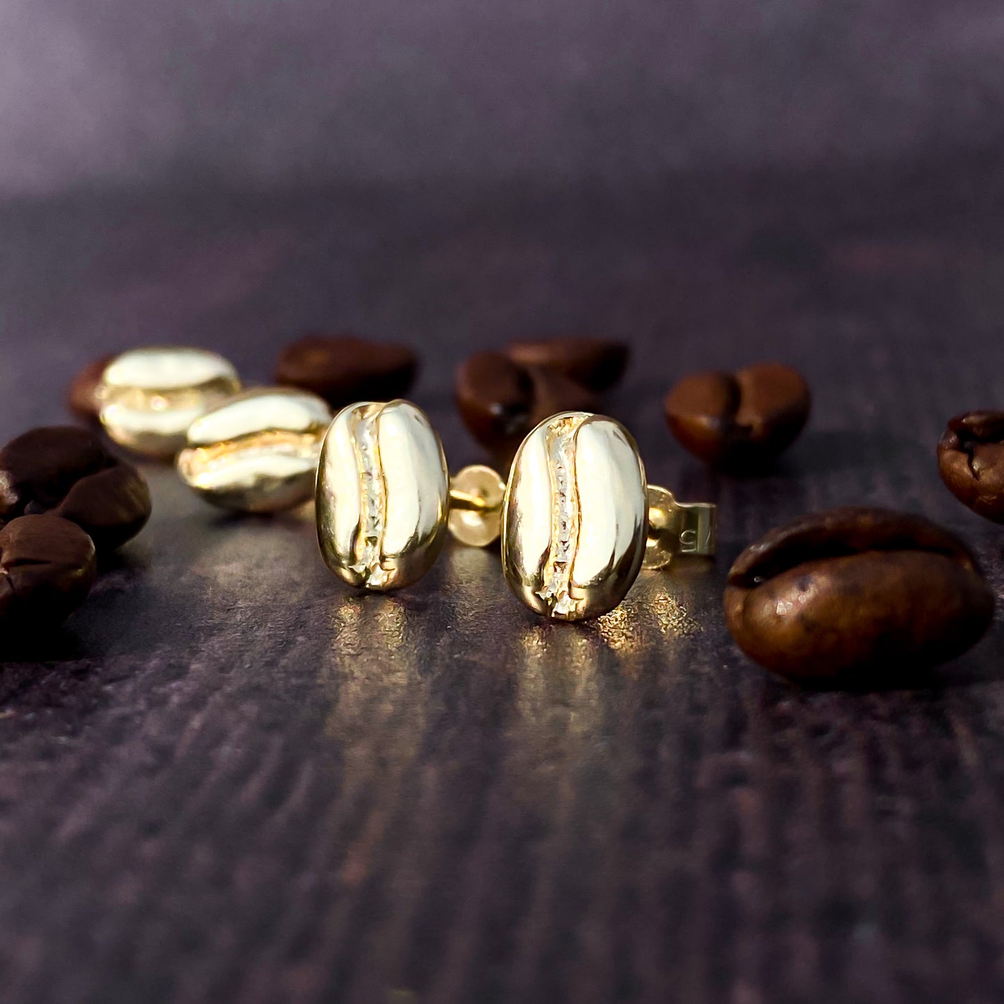 Gold Coffee Bean Earrings