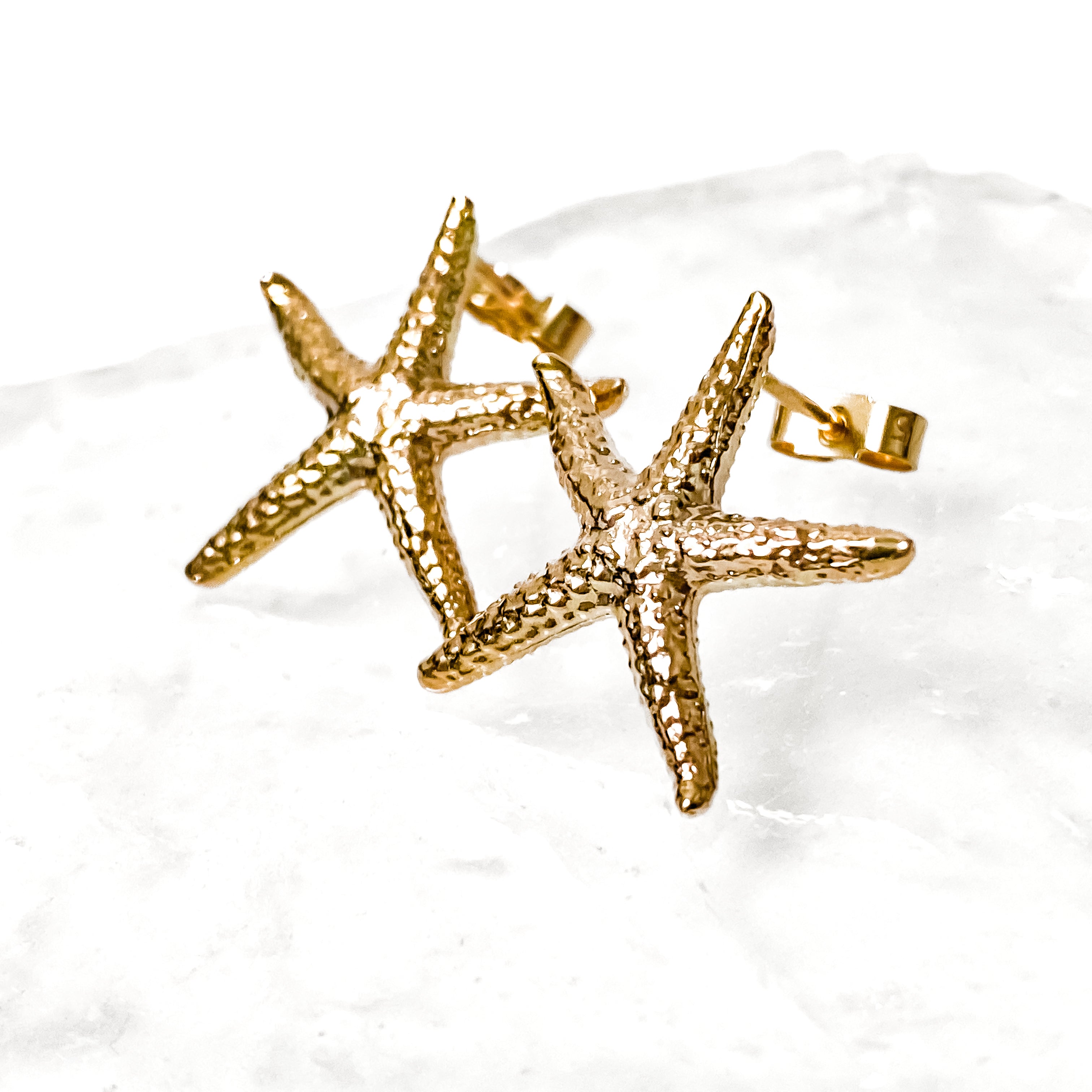 14K Gold Diamond-Cut Starfish Post Stud Earrings Tc993