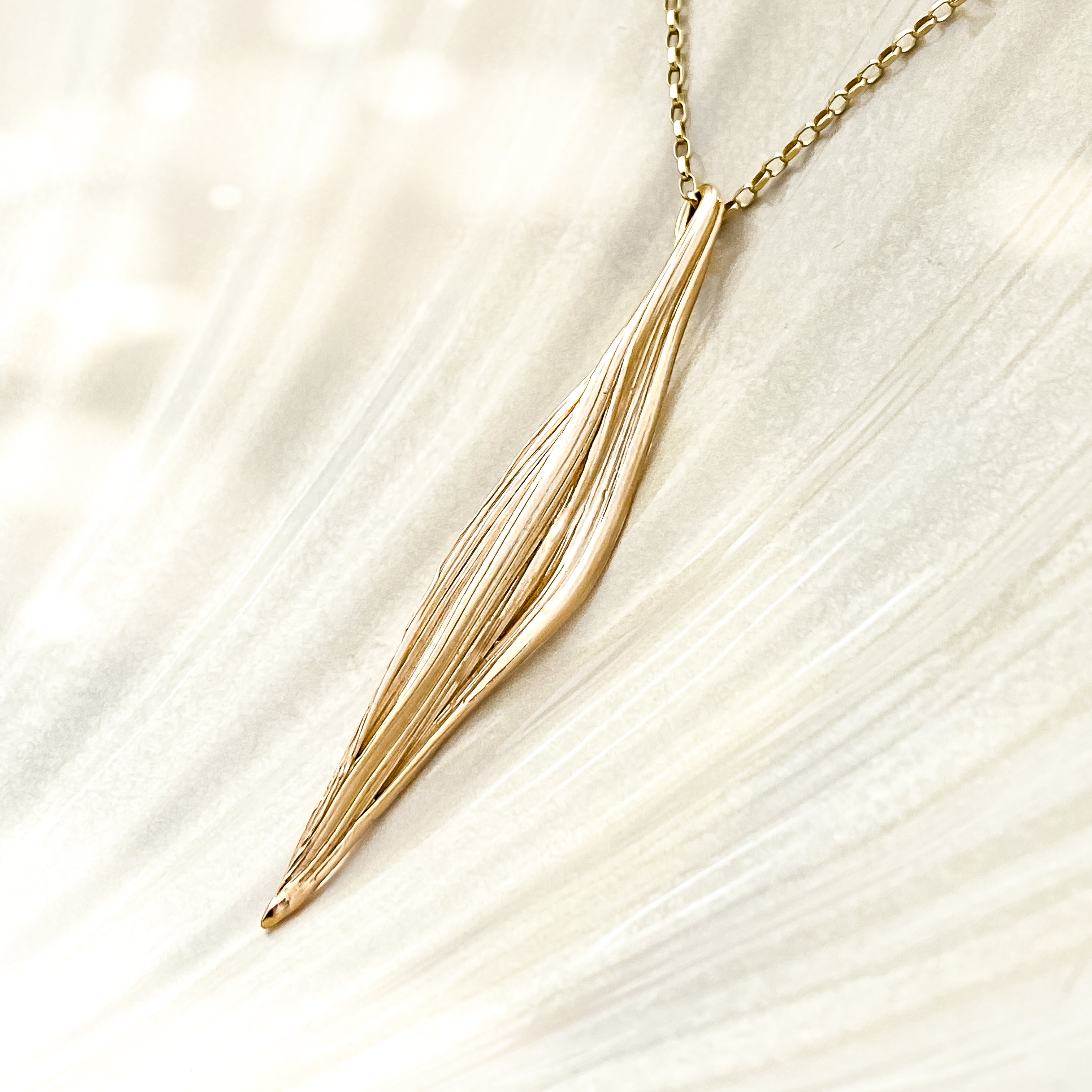 Gold Long Drift Pendant Necklace