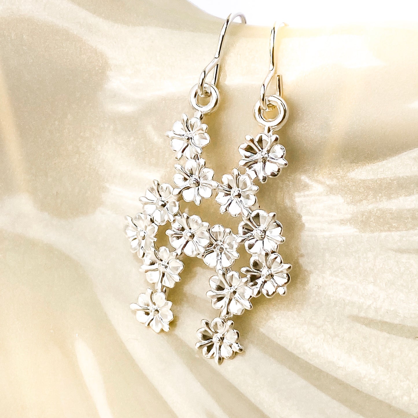 Elderflower Sterling Silver Drop Earrings