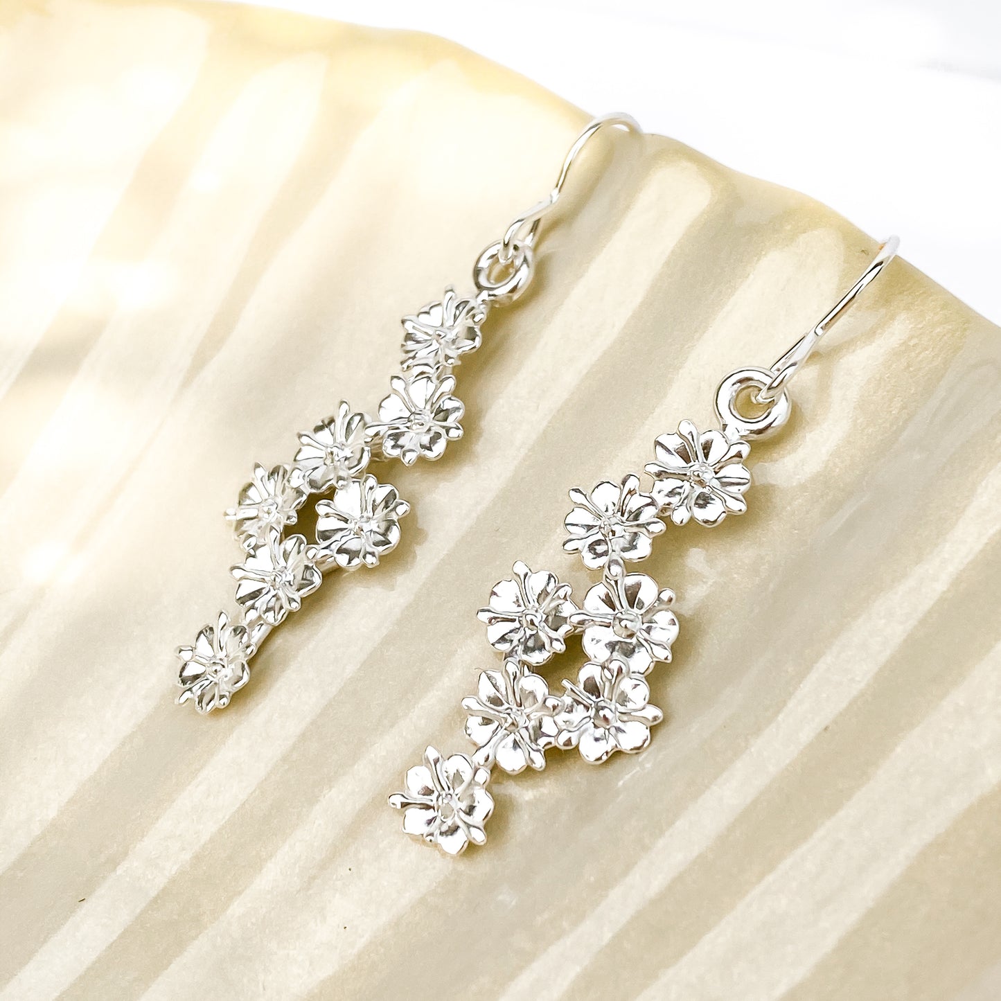 Elderflower Sterling Silver Drop Earrings