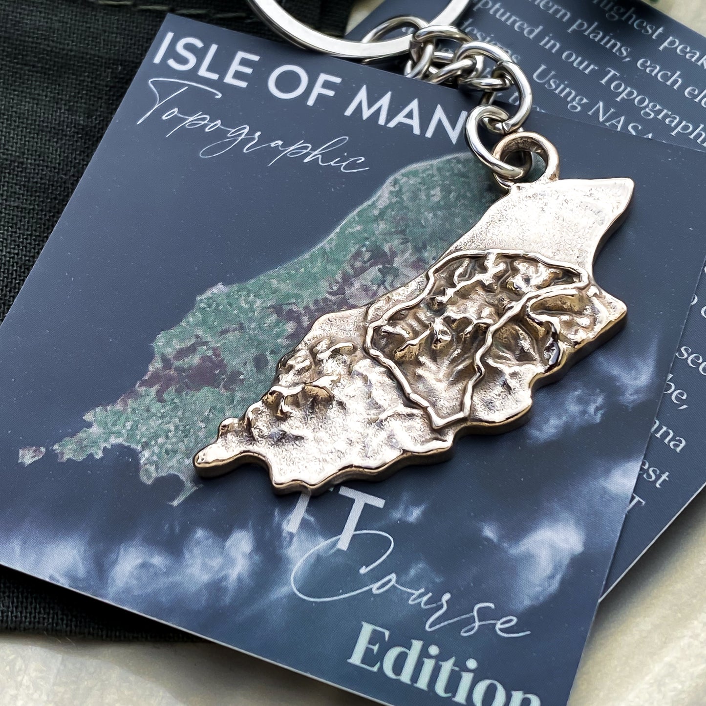 Isle of Man Topographic Bronze  TT Course Keyring