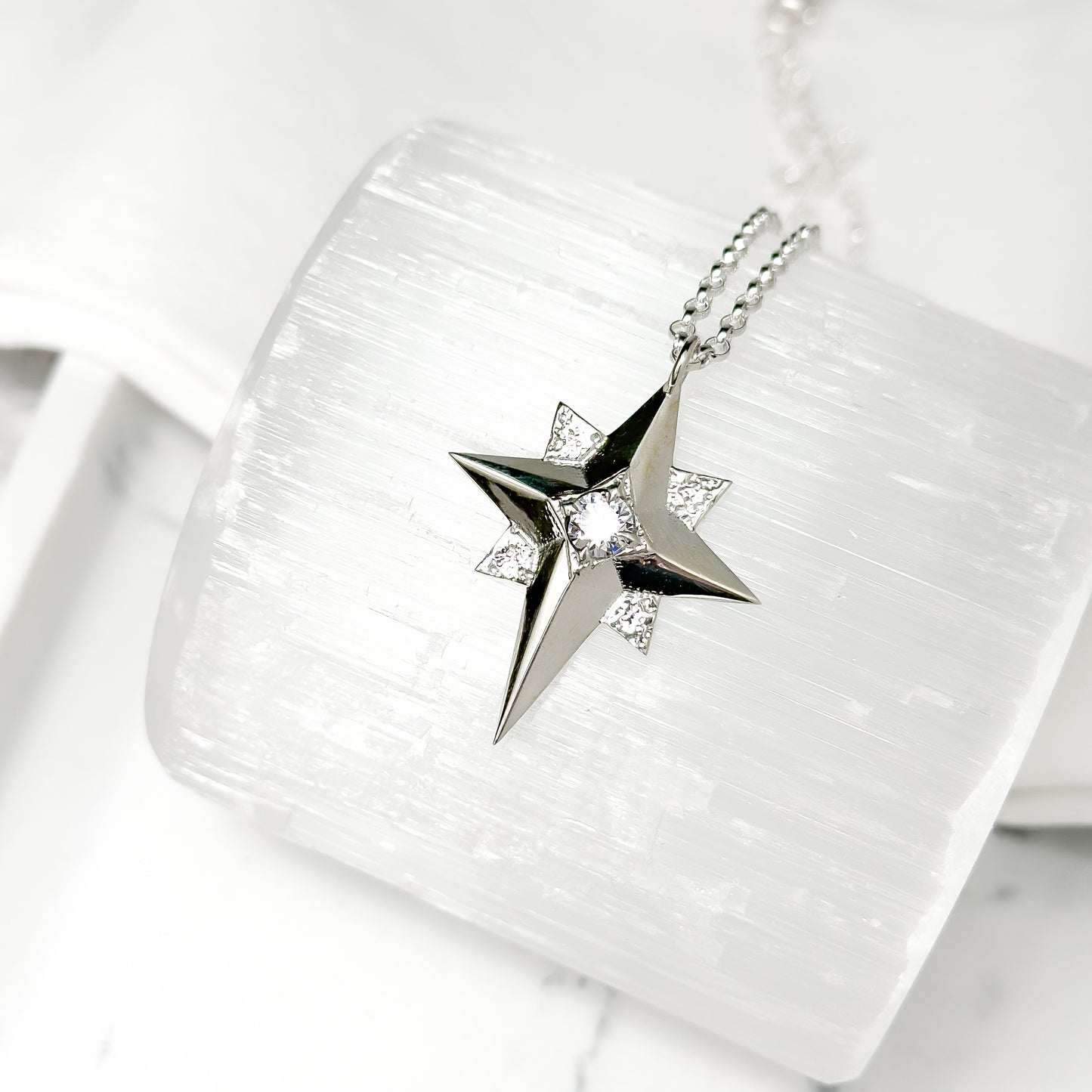 Large North Star Silver Statement Necklace