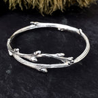 Sterling Silver Oak Bangle