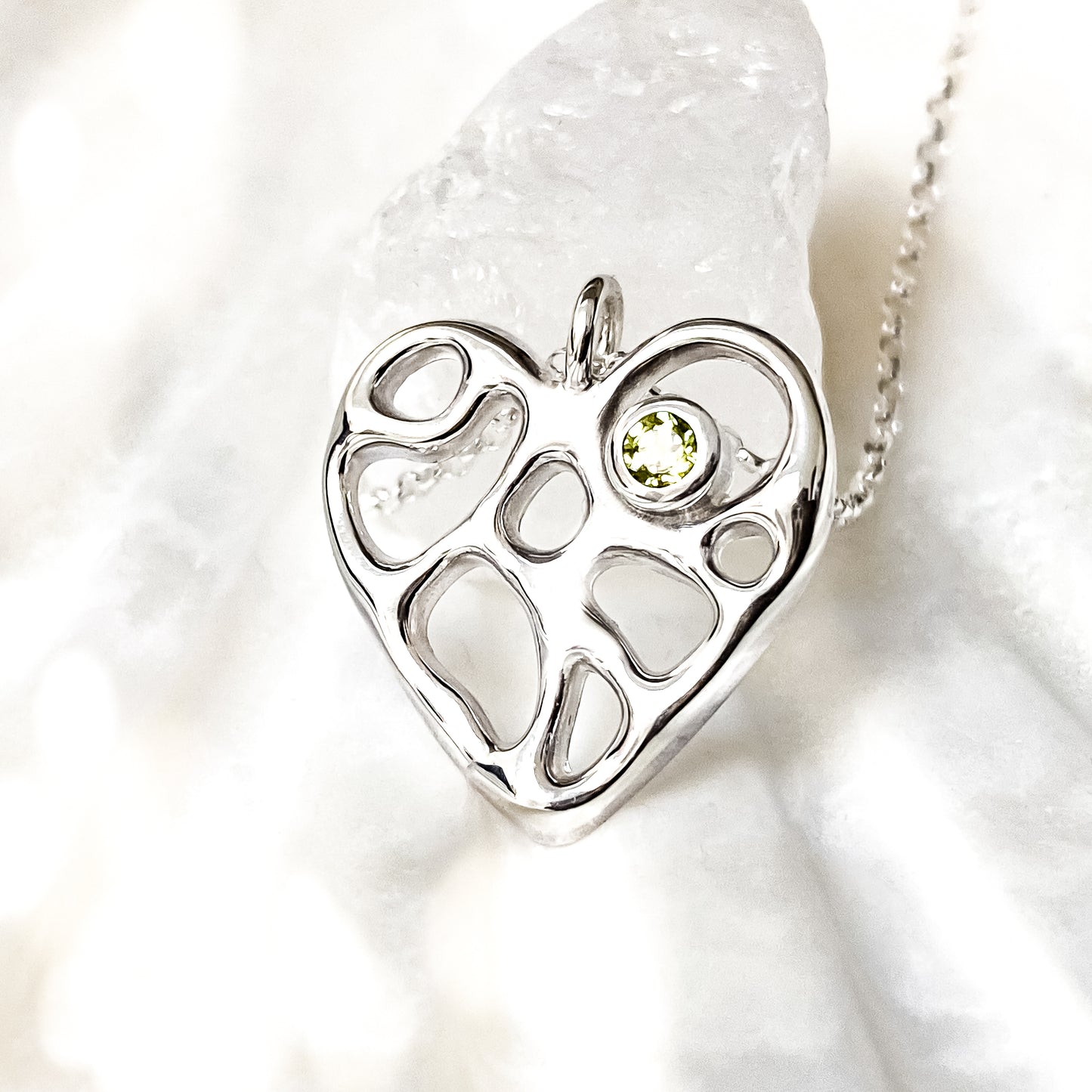 Sterling Silver Birthstone Infinity Heart Necklace