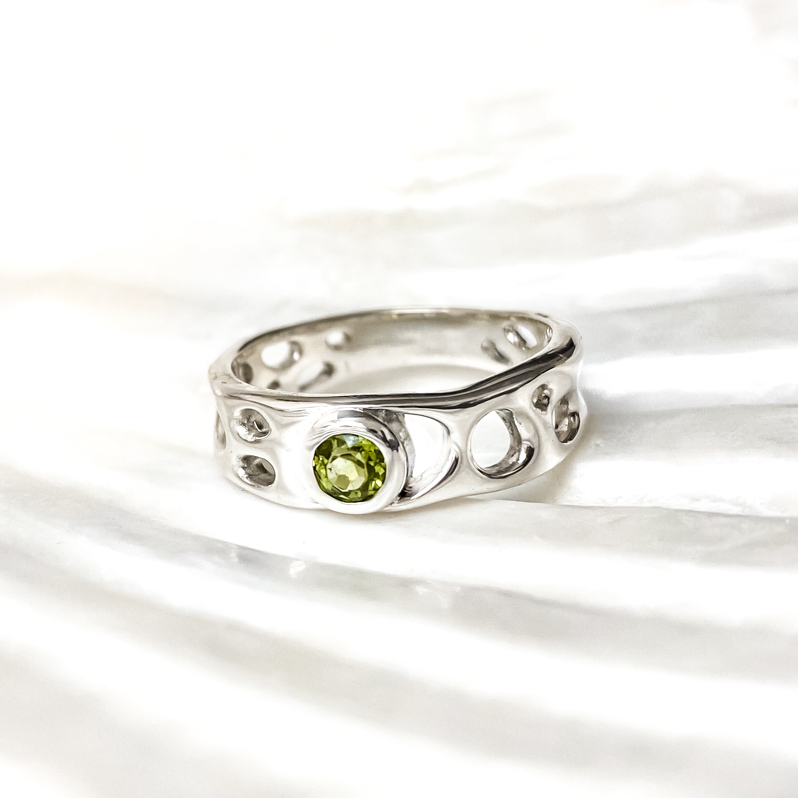 Sterling Silver Peridot Infinity Ring