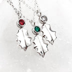 Small Holly Leaf Gemstone Pendant Necklace