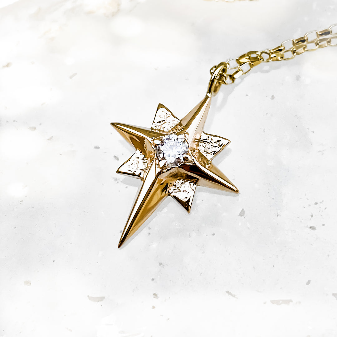 Women's Gold Brass CZ Crystal North Star Pendant Paperclip Necklace – Eye  Candy Los Angeles