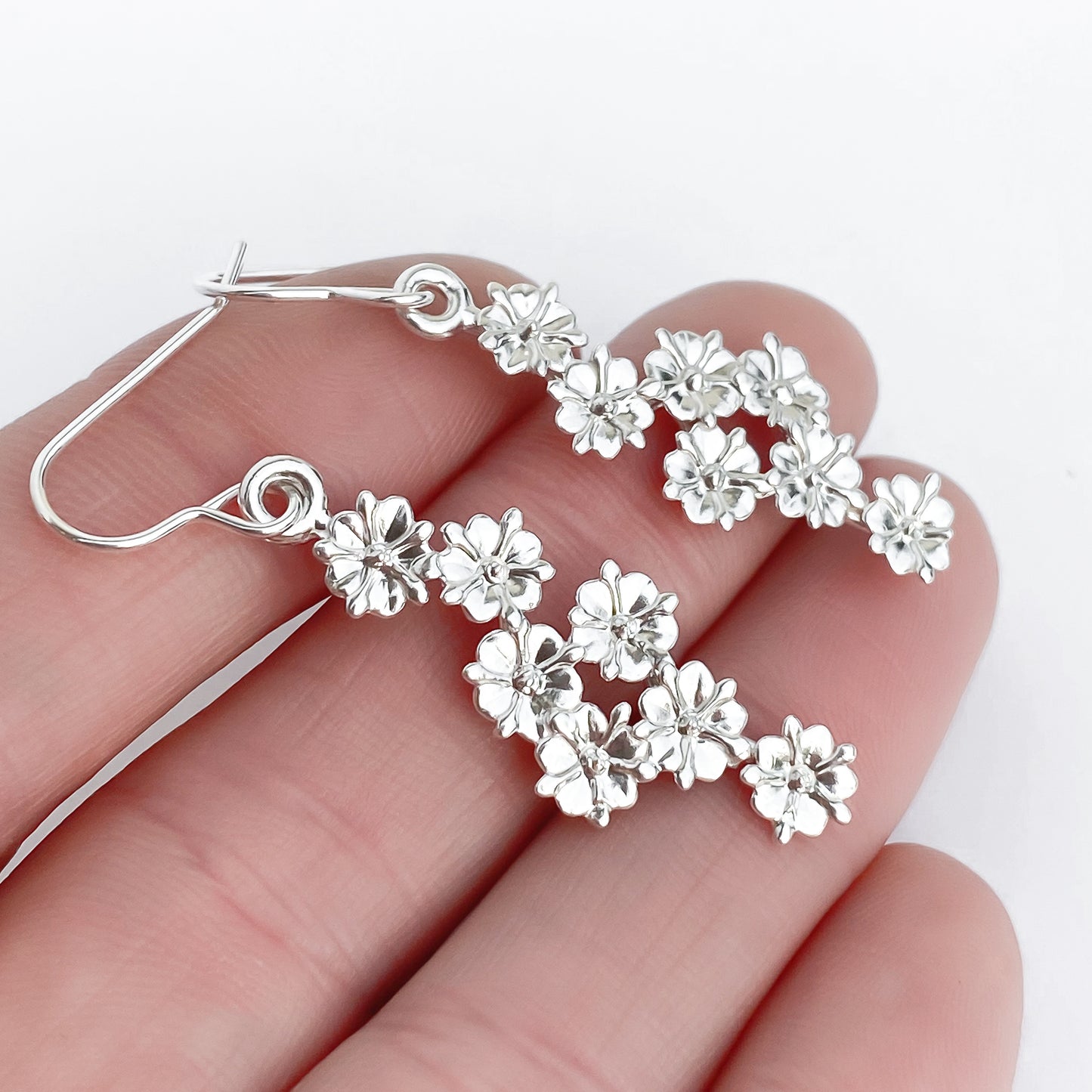 Elderflower Sterling Silver Drop Earrings