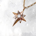 Rose Gold North Star Necklace with Moissanite