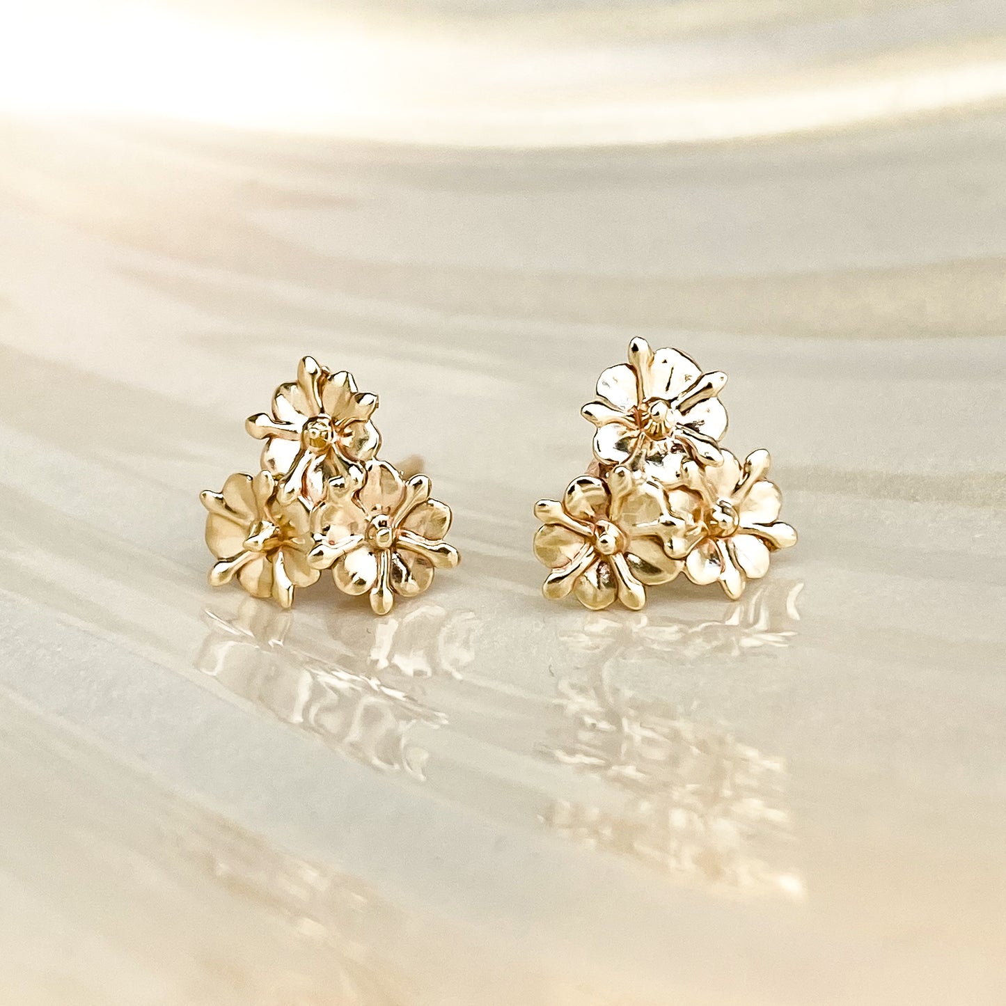 Elderflower Gold Stud Earrings