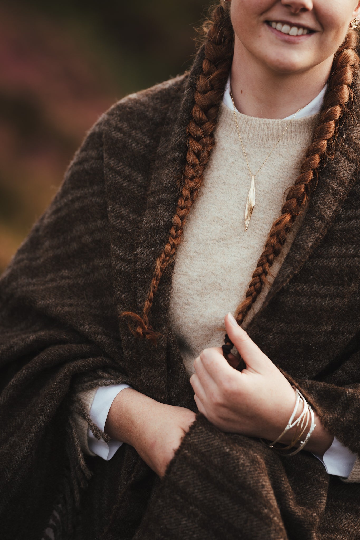 Gold Long Drift Pendant Necklace