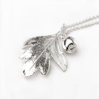 Hawthorn Leaf and Berry Sterling Silver Necklace