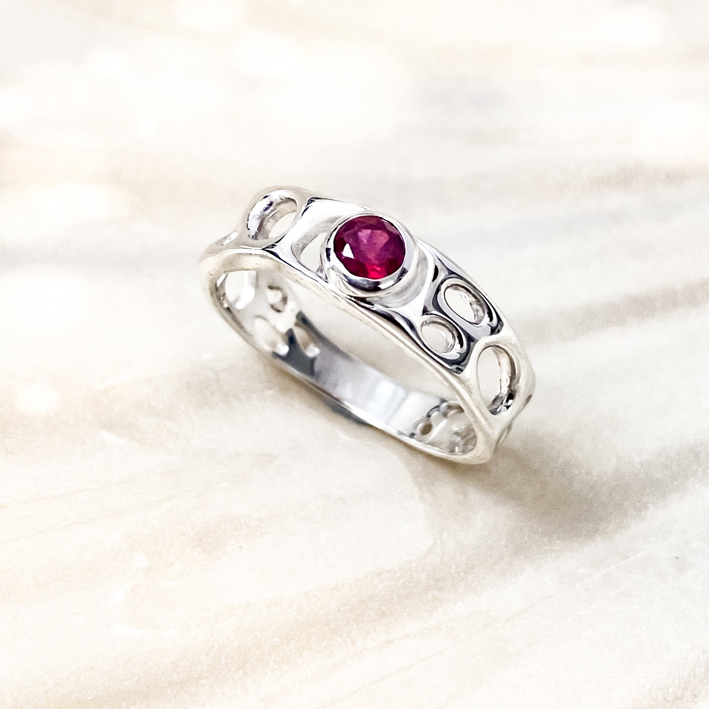 Sterling Silver Ruby Infinity Ring