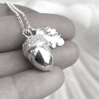 Large Sterling Acorn and Oak Leaf Charm Necklace