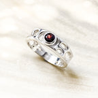 Sterling Silver Infinity Ring with Garnet