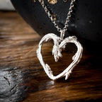 Silver Oak Twig Heart Necklace