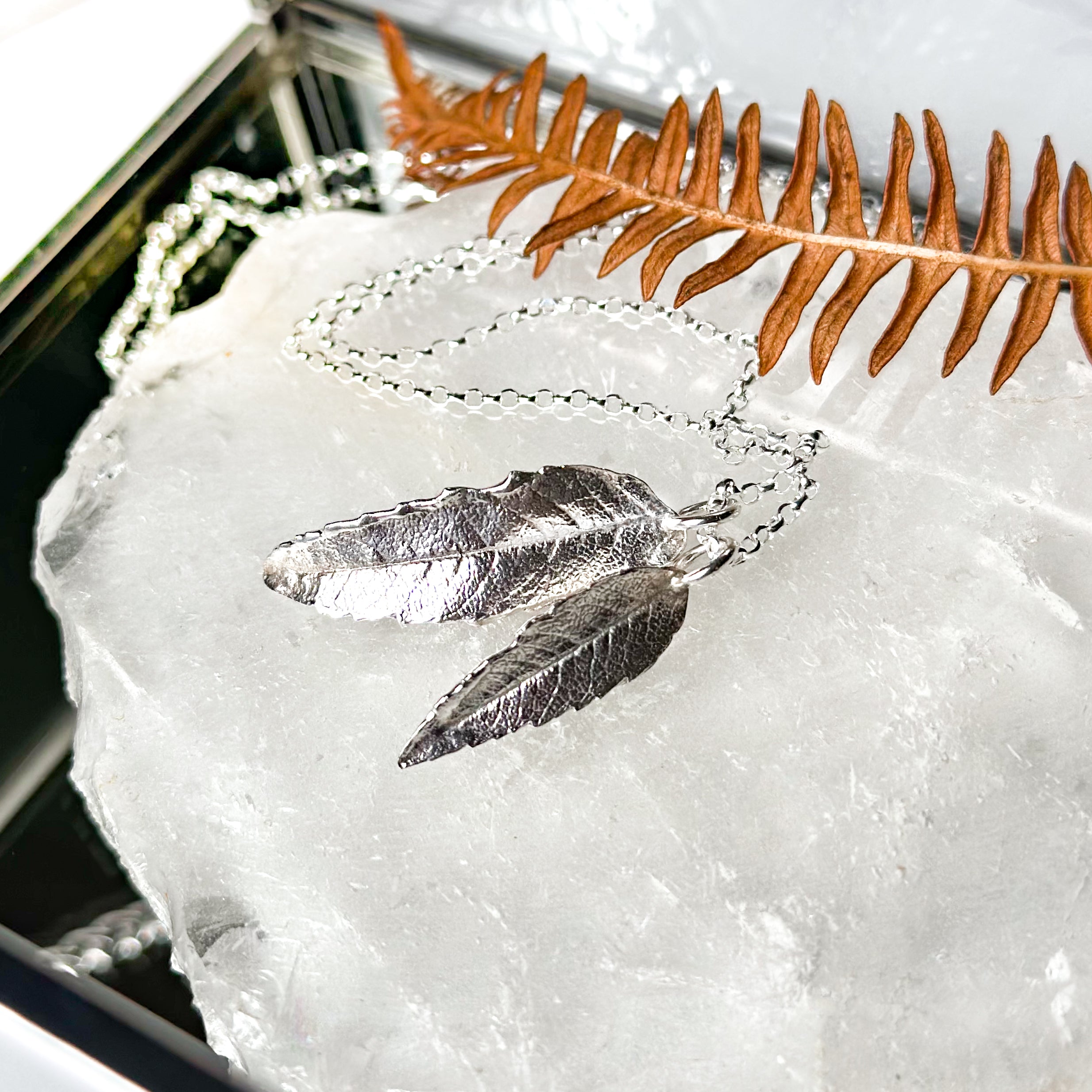 Silver Rowan Leaf Necklace