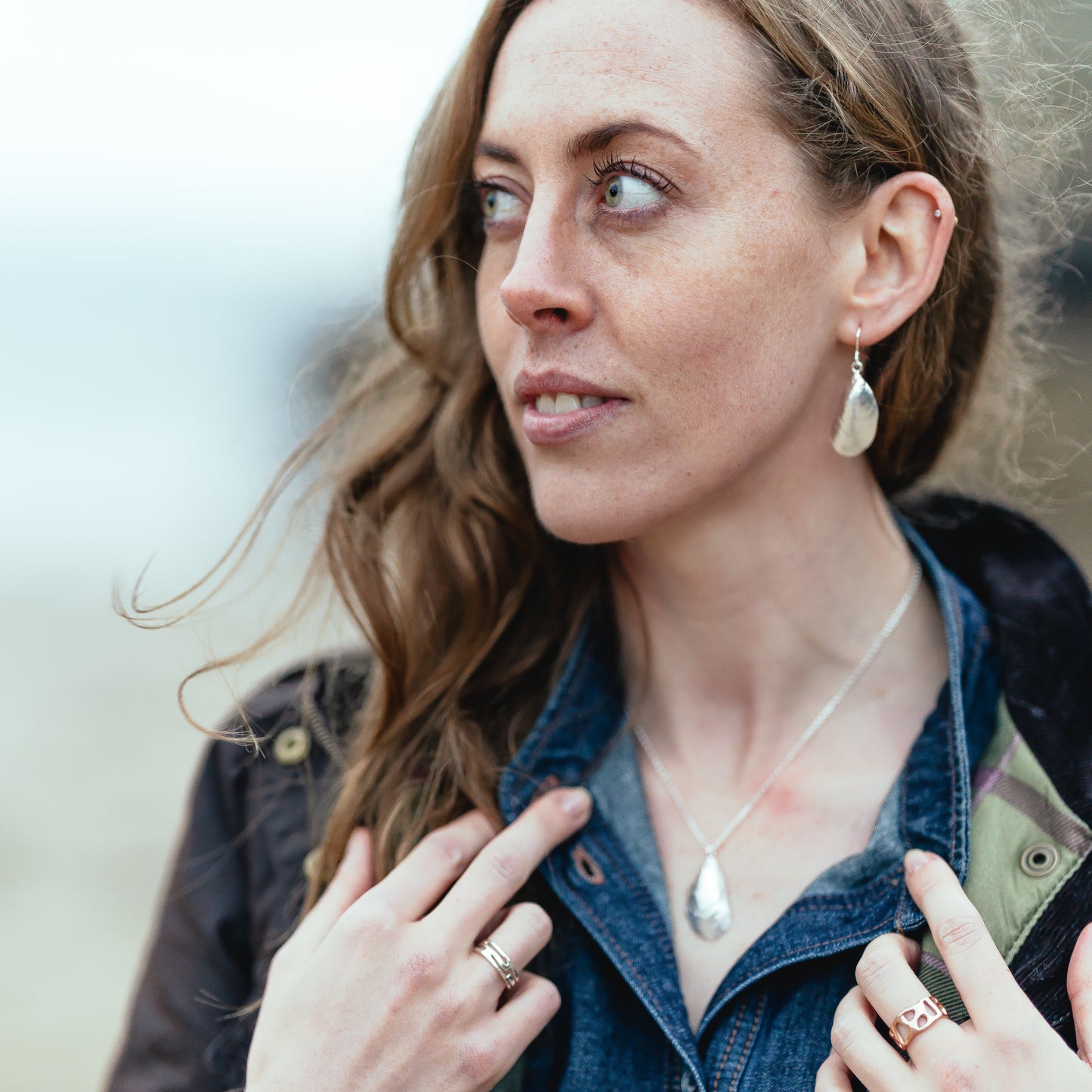 Sterling Silver Mussel Shell Earrings