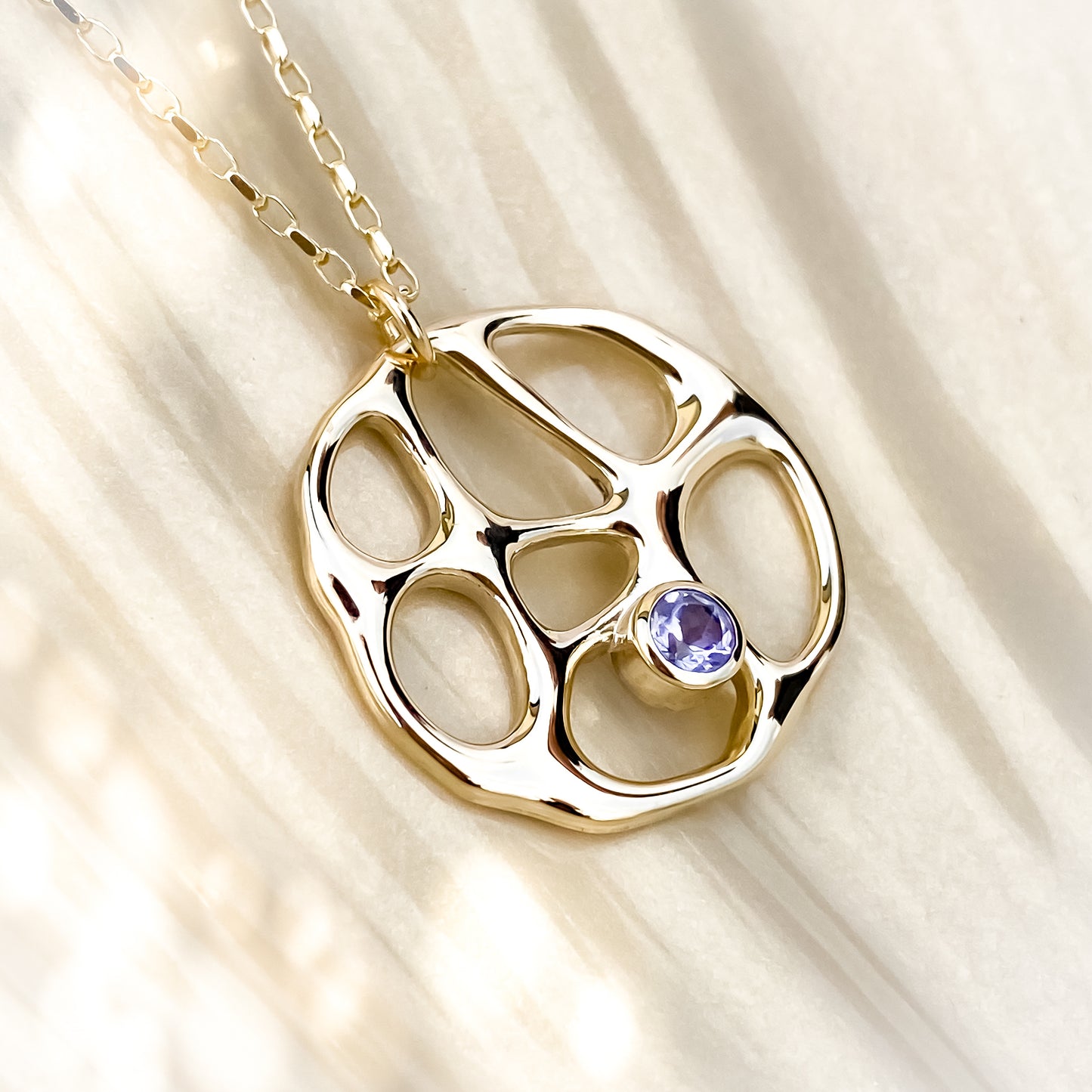 Gold Infinity Necklace with Tanzanite