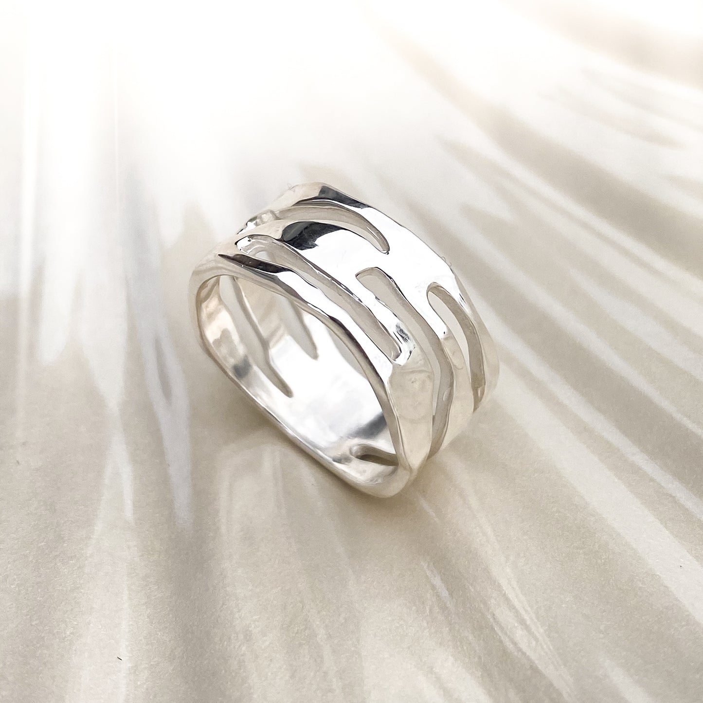 Strata Wide Sterling Silver Ring