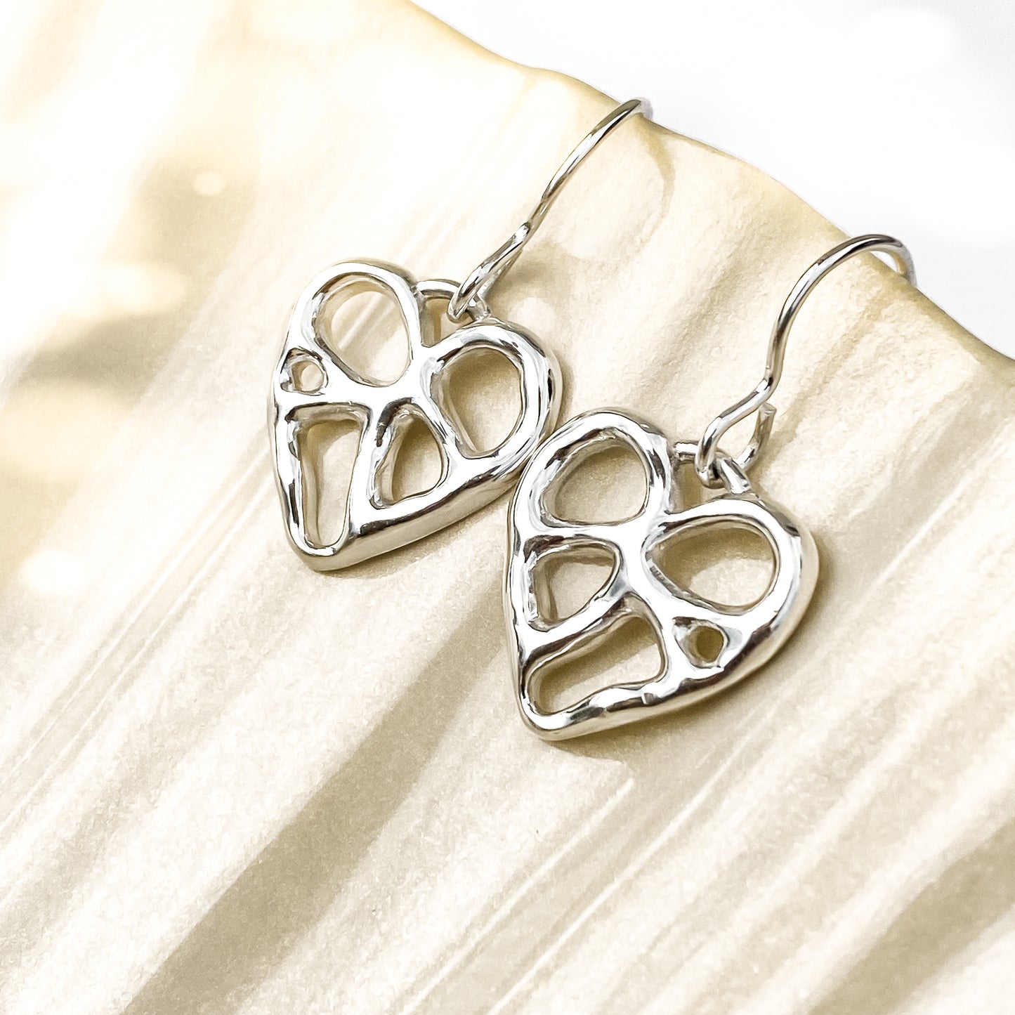 Silver Infinity Heart Dangle Earrings