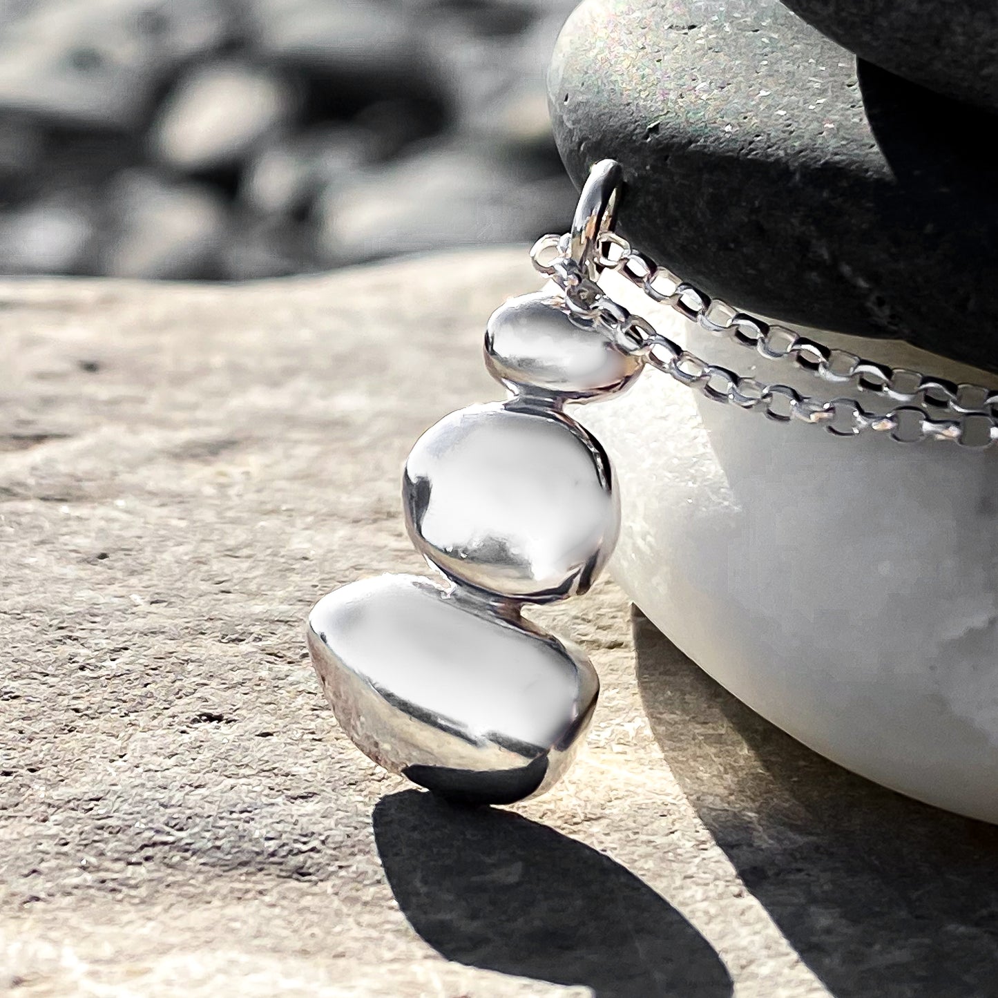 Sterling Silver Pebble Necklace - Balance Pendant No. 2
