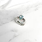 One of a Kind Drift Sterling Silver Ring with Blue Topaz - Size P 1/2