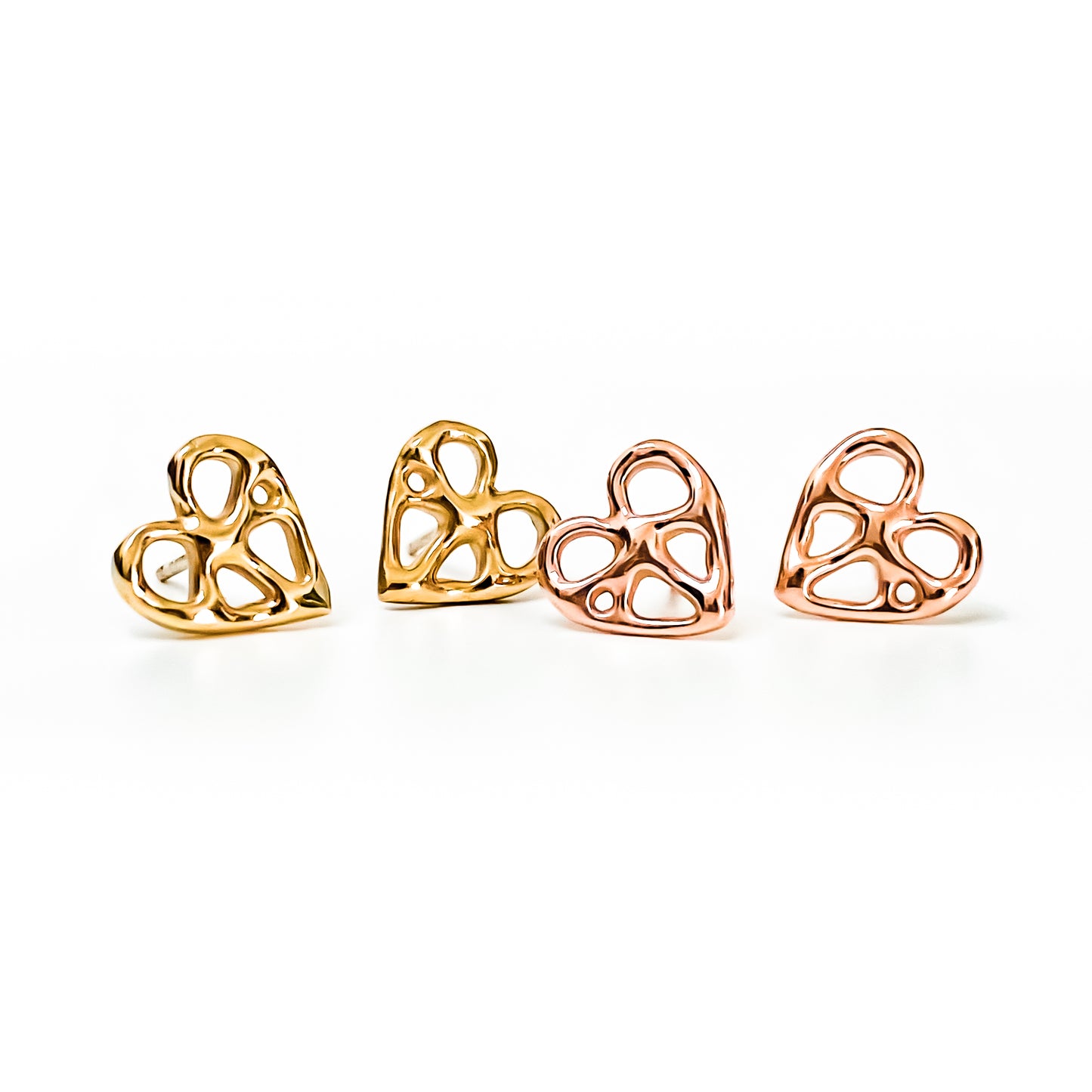 Rose Gold Infinity Heart Stud Earrings
