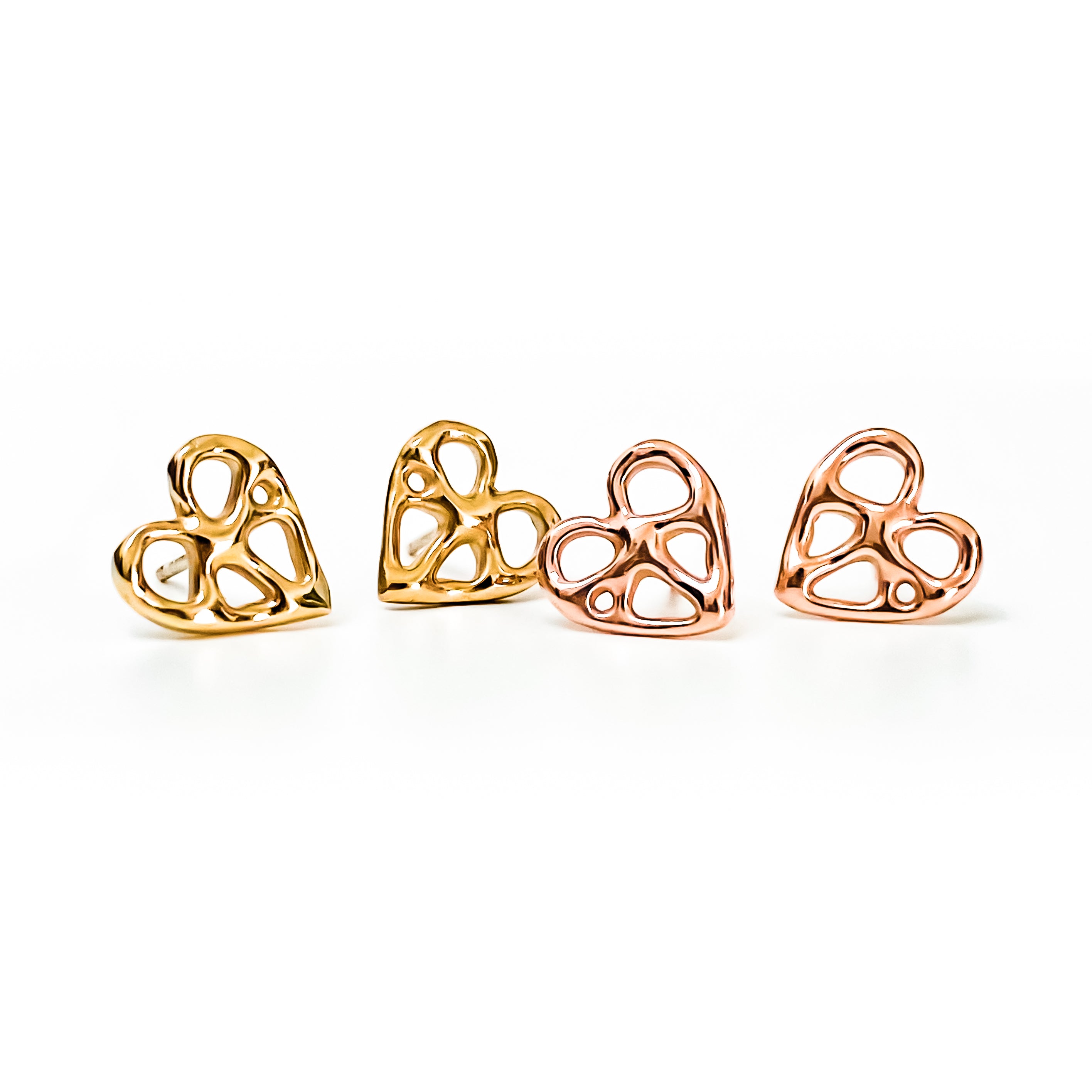 Rose Gold Infinity Heart Stud Earrings