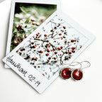 Sterling Silver 'Hawthorn Berry'  Red Droplet Earrings