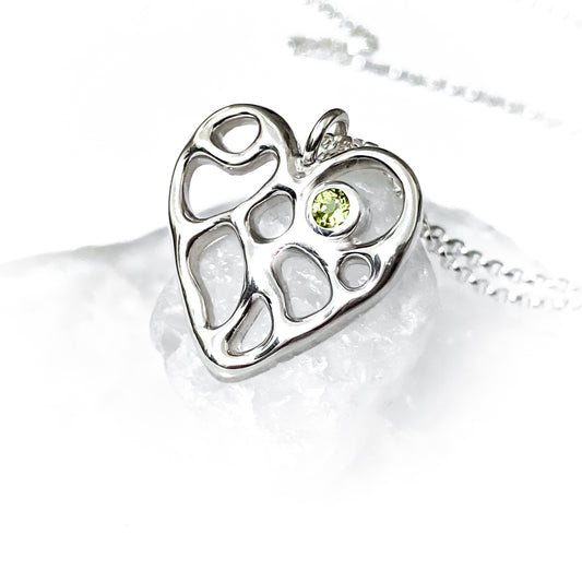 Sterling Silver Birthstone Infinity Heart Necklace