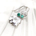 Sterling Silver Holly Leaf Gemstone Earrings