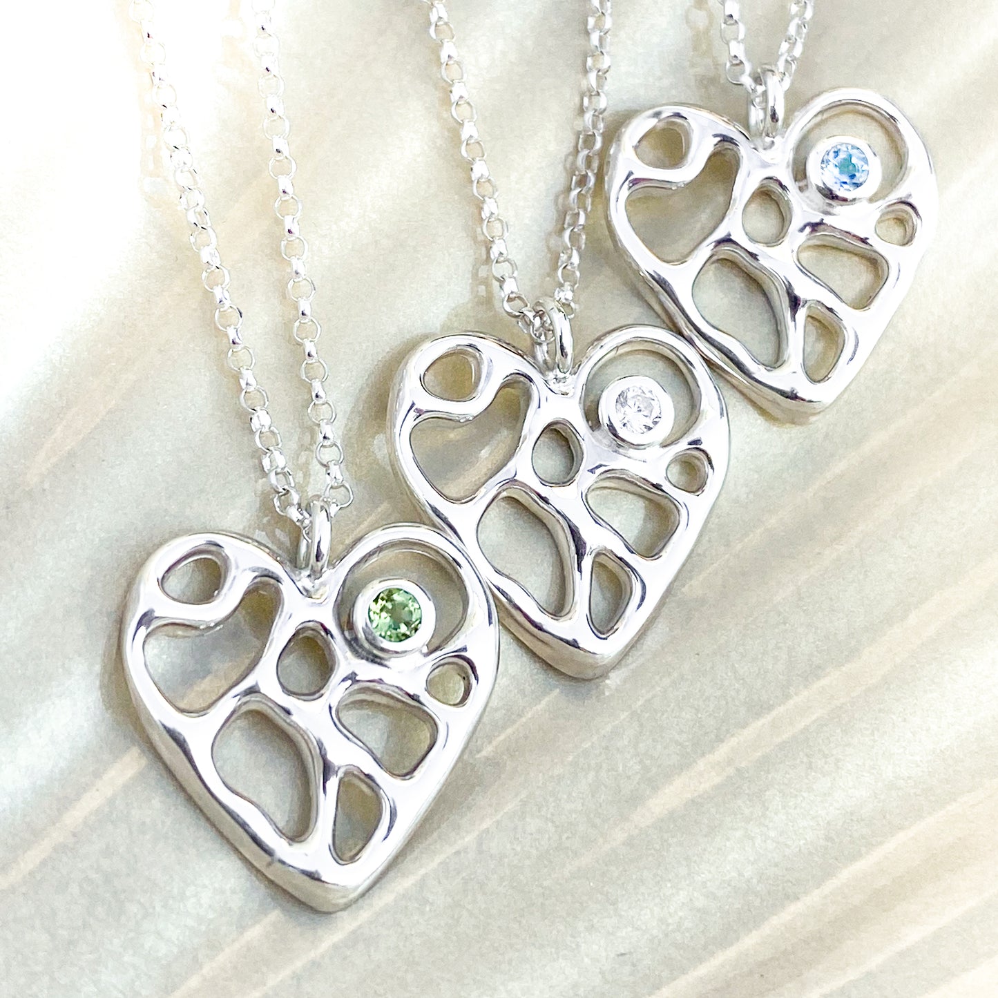 Sterling Silver Birthstone Infinity Heart Necklace