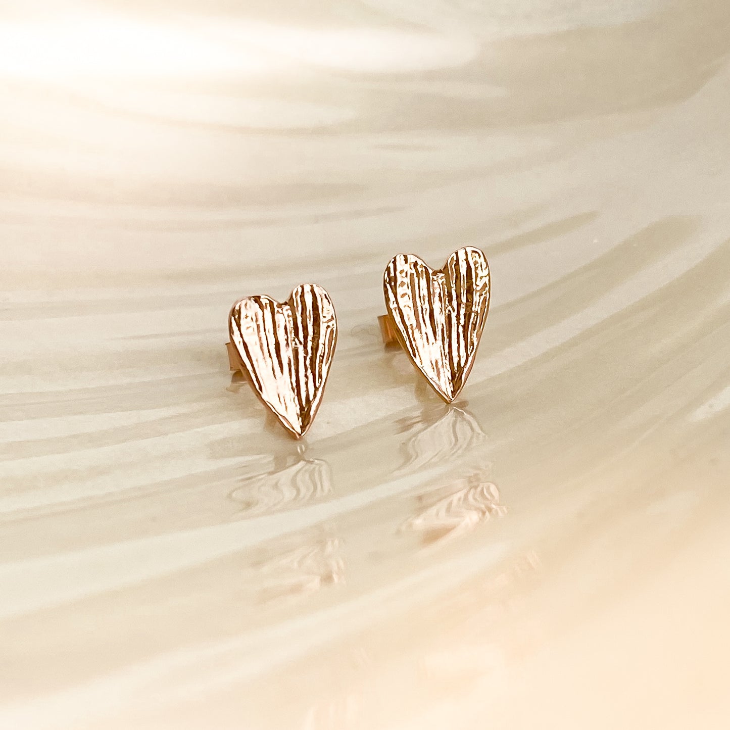 Gold Snowdrop Petal 'Heart' Earrings - Yellow, Rose or White Gold