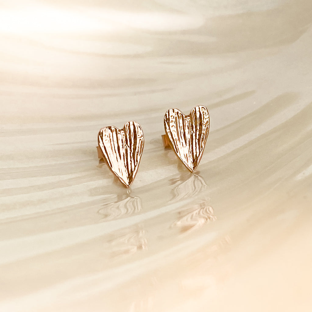 Gold Snowdrop Petal 'Heart' Earrings - Yellow, Rose or White Gold